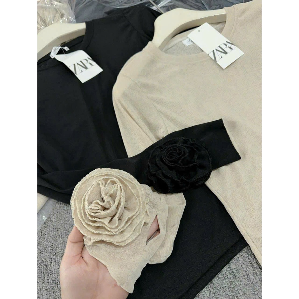 Áo Thun Zip Tay Đính Hoa Hồng,  tay dài ,Chất Liệu Co Giãn, Thoáng Mát, thấm hơi Mồi Hôi - Cemos Store | BigBuy360 - bigbuy360.vn