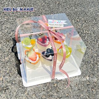 5 Hộp Bánh Sinh Nhật Trong Suôt Kèm Đế Trắng, Hộp Mica Đựng Bánh Kem, Cupcake, Bánh Kẹo, Quà Tặng 2 Chi Tiết