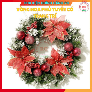 Vòng Nguyệt Quế Phủ Tuyết 51CM 61CM 76CM có trang trí giáng sinh 2024