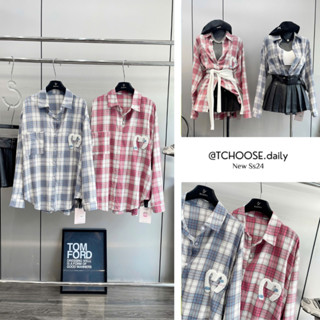 Áo sơ mi kẻ caro, áo sơ mi thêu hình TCHOOSE