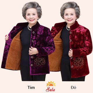 Áo khoác ấm cho bà, áo khoác nhung SULA, áo nhung