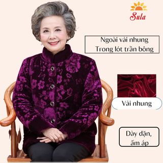 Áo khoác ấm cho bà, áo khoác nhung SULA, áo nhung