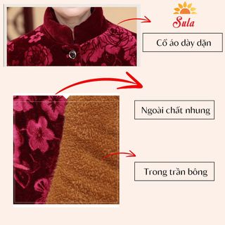Áo khoác ấm cho bà, áo khoác nhung SULA, áo nhung
