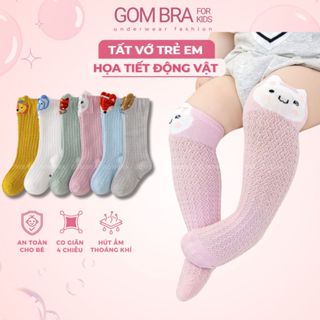 Vớ lưới chống muỗi cho bé Gom Bra hình thú nhiều màu, tất lưới cao cổ mềm mại mòng nhẹ thoáng khí cho chân bé - YIQ-W007