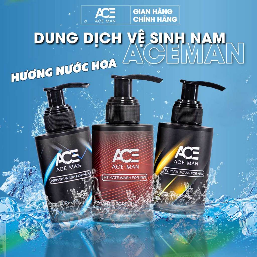 Dung dịch vệ sinh nam ACEMAN 100ml làm sạch hiệu quả với 3 mùi hương nước hoa nam tính cao cấp