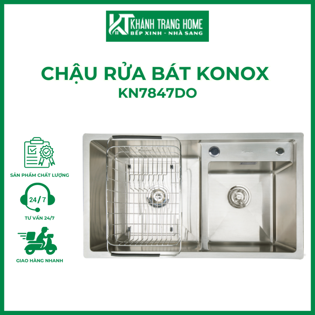 Chậu rửa bát KONOX KN7847DO thoát nước hiệu quả với thiết kế rãnh X-line - Kháng Trang Home
