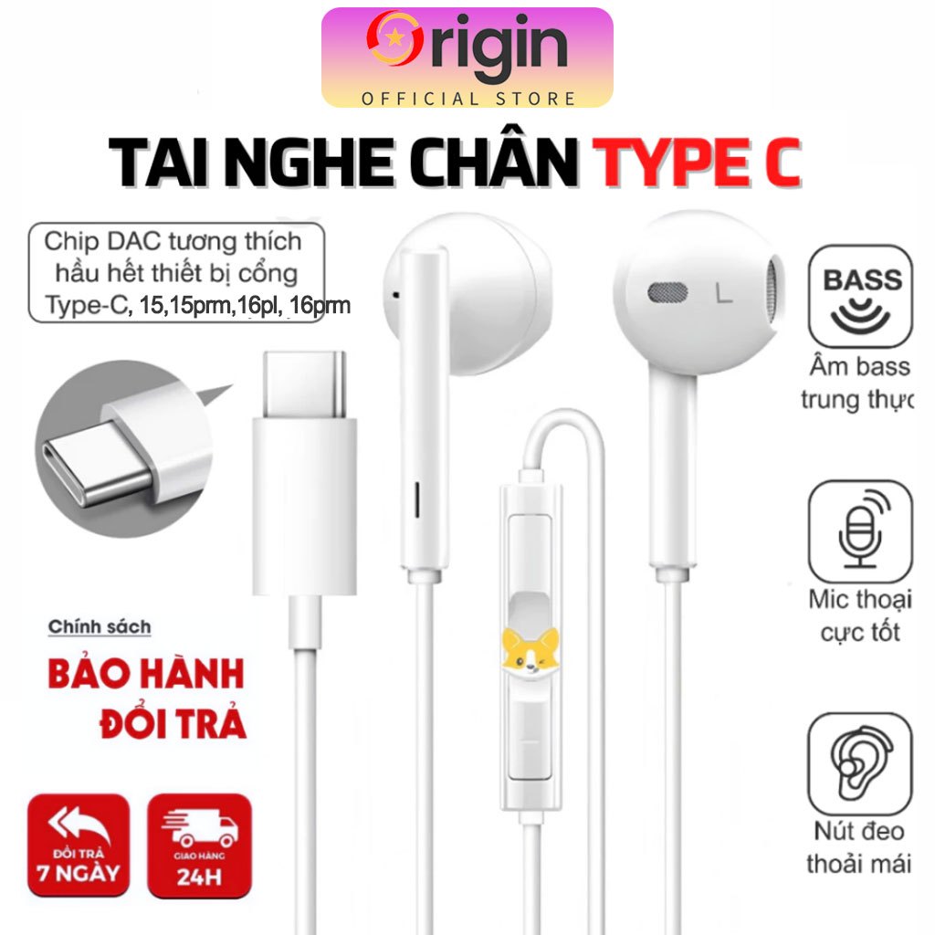 Tai nghe Type C dành cho 15 pro max 17 pro 16  và Samsung Xiaimi Oppo cổng type C C nghe gọi đầy đủ bass hay nghe nhạc
