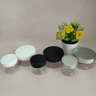  COMBO 10 Hũ PET nhựa  trong có LÓT đựng kem nắp nhôm đen trắng 50g - 100g  Hủ nhựa chiết mỹ phẩm phụ kiện du lịch. 