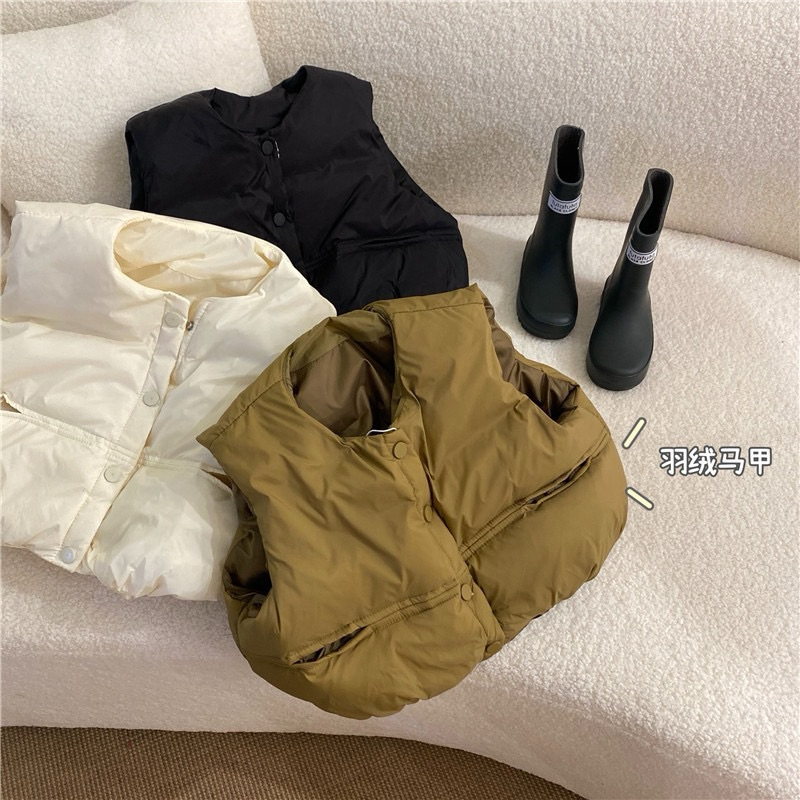 •SẴN ĐEN SIZE 90• Áo gile phao béo ấm áp phong cách Hàn Quốc dành cho bé trai - bé gái
