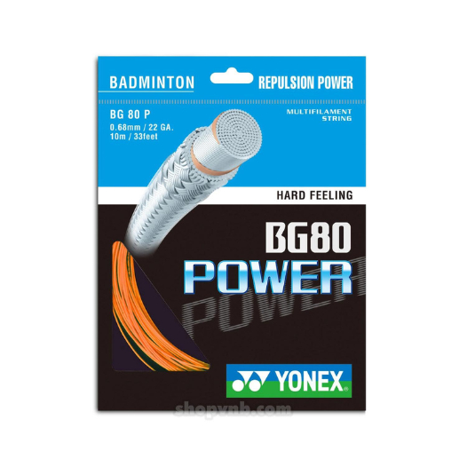 Cước Căng Vợt Cầu Lông Yonex BG80 Power – 0.68mm Lực Đẩy Mạnh, Kiểm Soát Tốt (Nâu/Trắng)
