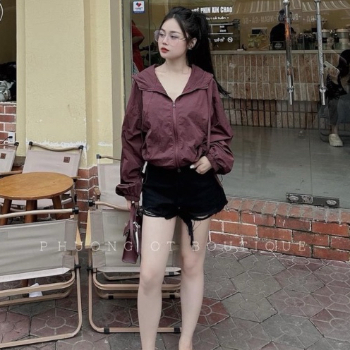 Áo Khoác Gió Nữ 2lớp CÓ MŨ From vừa có dây mũ | BigBuy360 - bigbuy360.vn