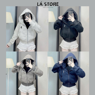 Áo khoác nỉ  croptop  Ralph Lauren logo con ngựa thêu sắc nét , hàng chuẩn chính hãng cao cấp LÁ STORE