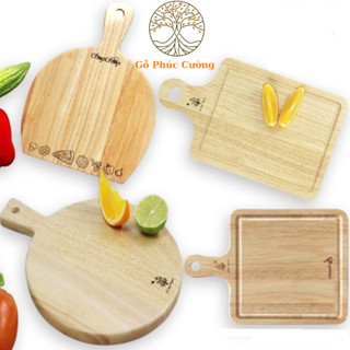 Thớt Gỗ Đức Thành Có Tay Cầm Nhiều Kiểu Dáng, Chất Liệu Gỗ Cao Su Bền Đẹp Láng Mịn Màu Gỗ Tự Nhiên