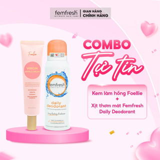   COMBO TỰ TIN  Xịt Thơm Mát Khử Mùi Vùng Kín Femfresh + Kem làm hồng vùng kín Foellie combo giúp chị em toả sáng 