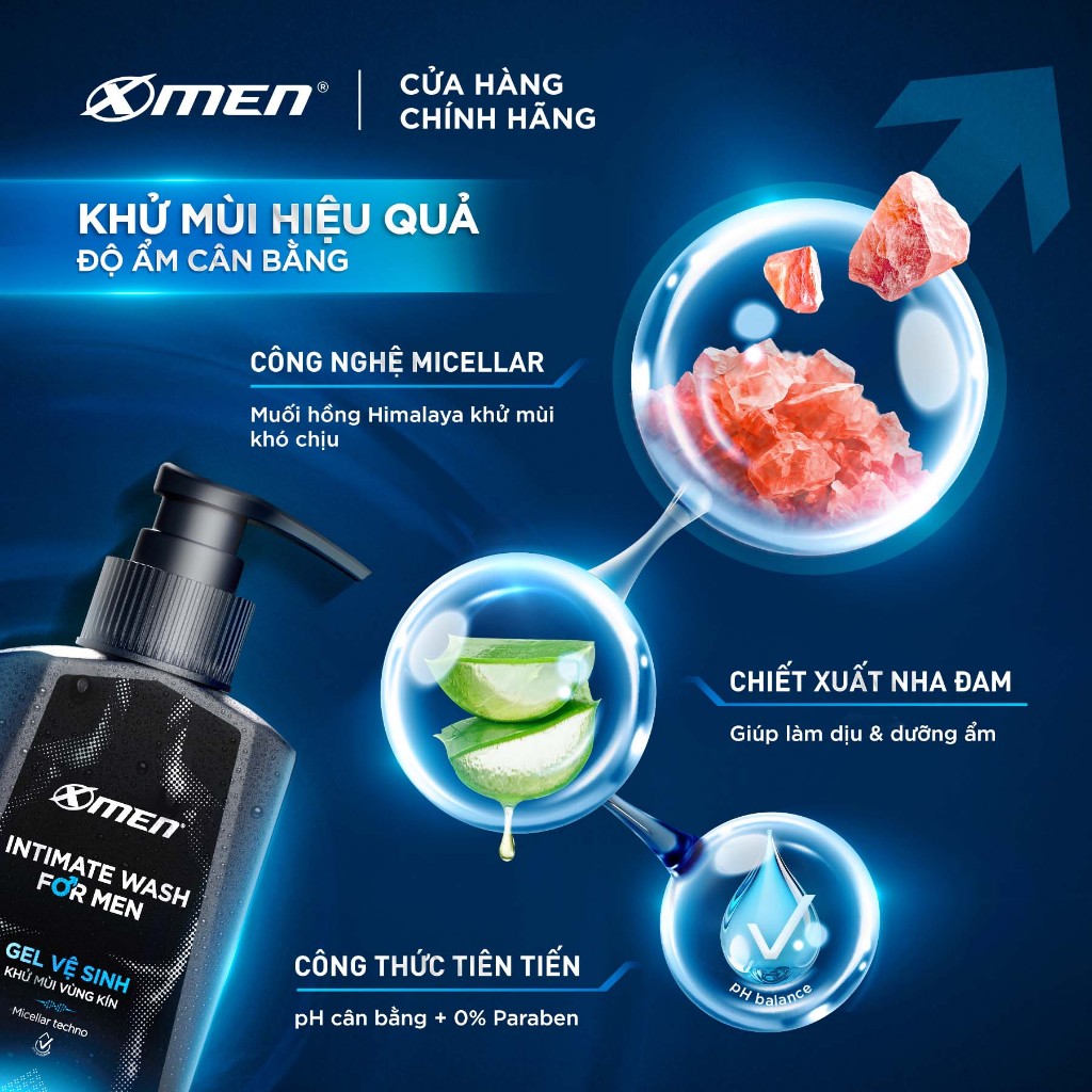 [Mới - Giá dùng thử CHỈ 109K] Gel Vệ Sinh Khử Mùi Vùng Kín Cho Nam Giới Xmen Intimate Wash For Men 100ML