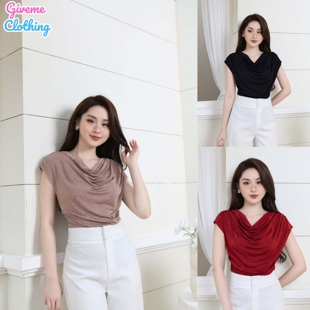Áo Cổ Đổ Tay Chờm Nhún Eo Chất Liệu Cao Cấp Sang Trọng BELLA Mềm Mịn Giveme.clothing_saigon