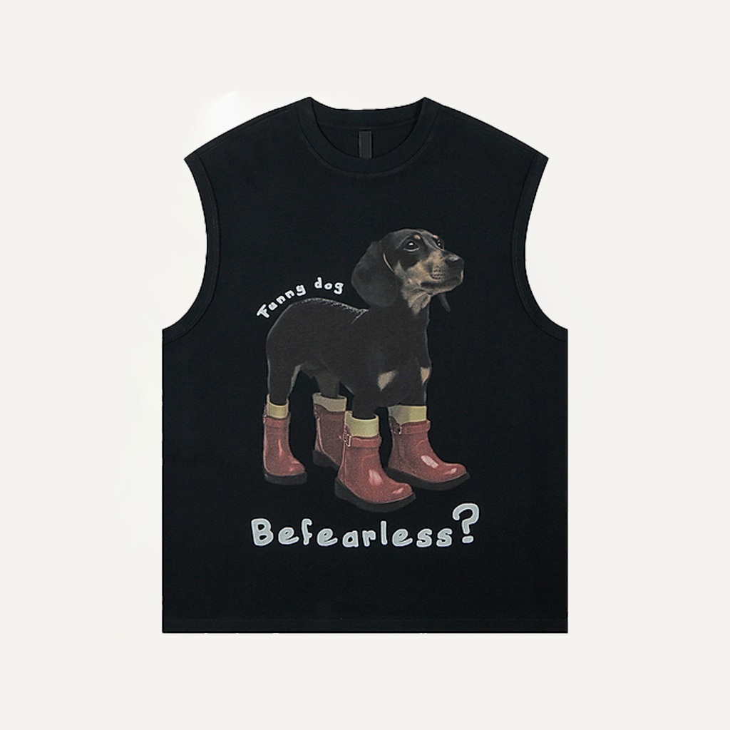 REUNION Áo Tank Top Nam Nữ In Họa Tiết DOGGO Áo Ba Lỗ Sát Nách Nam Nữ Cotton Cá Tính