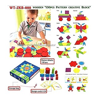 Bộ ghép hình Pattern block 155pcs gỗ cực đẹp