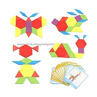 Bộ ghép hình Pattern block 155pcs gỗ cực đẹp