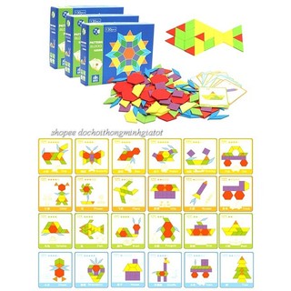 Bộ ghép hình Pattern block 155pcs gỗ cực đẹp
