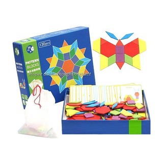 Bộ ghép hình Pattern block 155pcs gỗ cực đẹp