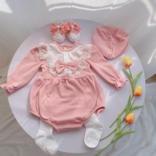  Set body Nhung Hồng cho bé Hăng Hand made cho trẻ sơ sinh bé gái từ 3-13kg  Tất Đùi  