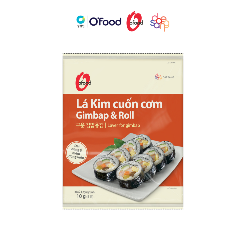 Rong biển / lá kim cuốn cơm Hàn Quốc O'food 10g, sử dụng cho các món kimbap, sushi