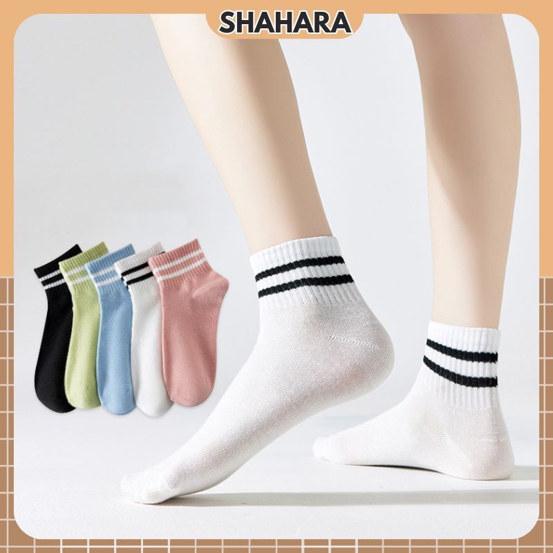 Tất vớ nữ - Tất cổ ngắn Shahara chất Cotton viền kẻ ngang mềm mại co giãn bốn chiều Mã ST204