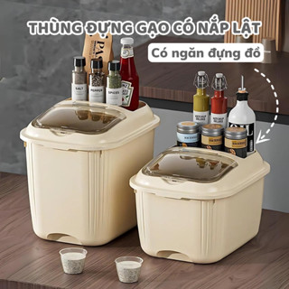 Thùng Đựng Gạo 5kg 10kg Kèm Cốc Múc Gạo Bằng Nhựa Cao Cấp, Hộp Đựng Gạo, Đồ Khô, Hạt Ngũ Cốc Có Nắp
