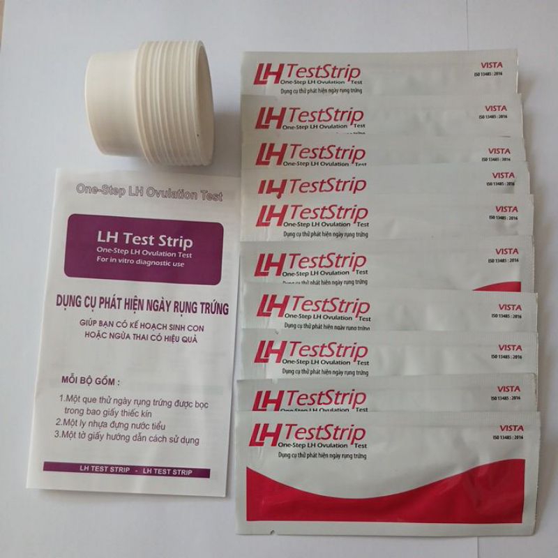 QUE THỬ RỤNG TRỨNG LH Test Strip Kichi Test (combo 10 que thử nhanh) mẫu mới Kichilachi bản to, vạch rõ nét canh chuẩn