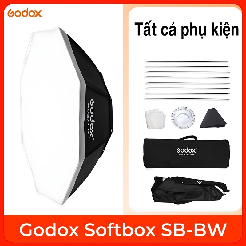 Softbox Bát Giác Godox 95cm, 120cm(có tổ ong và không tổ ong)