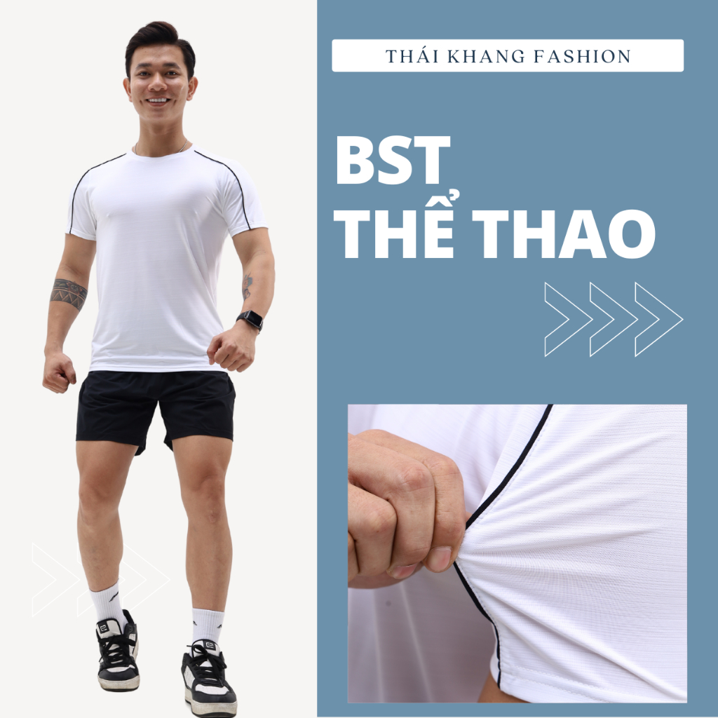 Bộ thể thao nam cổ tròn Thái Khang chất liệu vải thun lạnh thoáng mát co giãn năng động BO4