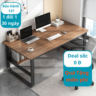 Bàn học kệ gỗ, bàn làm việc kèm kệ sách để đồ, bàn chân sắt sơn tĩnh điện, mặt gỗ mdf dày 15mm hiện đại, chịu tải 200kg