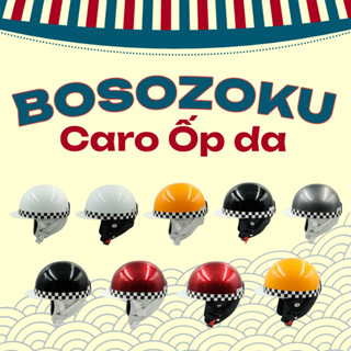 Mũ Bảo Hiểm Nửa Đầu Bosozoku Viền Caro Ốp da Che Tai Phong Cách Nhật Bản - CHÍNH HÃNG NHẬT BẢN.