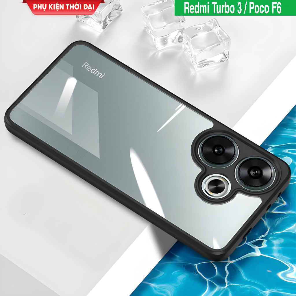 Ốp lưng Redmi Turbo 3 / Poco F6 lưng trong viền màu chống sốc thể thao cao cấp