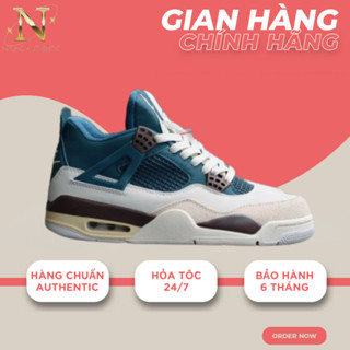 [ SALE Luxury ] Giày Nike_Jordan 4 Snorlax Custom Best Quality. Giày Thế Thao JD4 Xanh Kem Cổ Cao Nam 36-45. Bao Check
