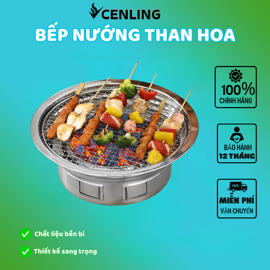 Bếp Nướng Than Hoa Không Khói, Gia Đình, Nhà Hàng, Du lịch, Picnic Chất Liệu INOX Cao Cấp