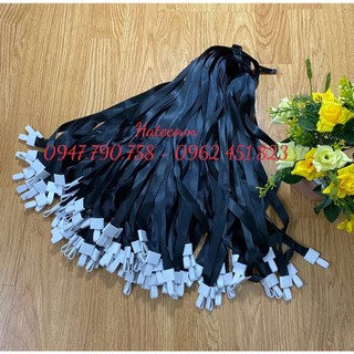 Dây đeo thẻ lụa móc sắt giọt lệ BẢN RỘNG 1,5CM MÀU ĐEN - Dây đeo hội nghị - DÂY THẺ ĐEN