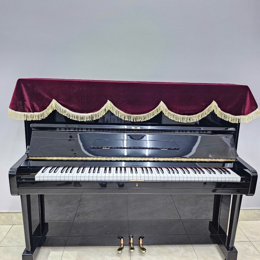 Khăn Phủ Đàn Piano cơ Piano điện nhung đỏ ren vàng