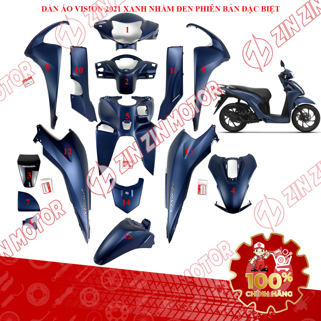 Dàn Áo Vision 2021 Xanh Nhám Phiên Bản Đặc Biệt Chính Hãng - ZZM