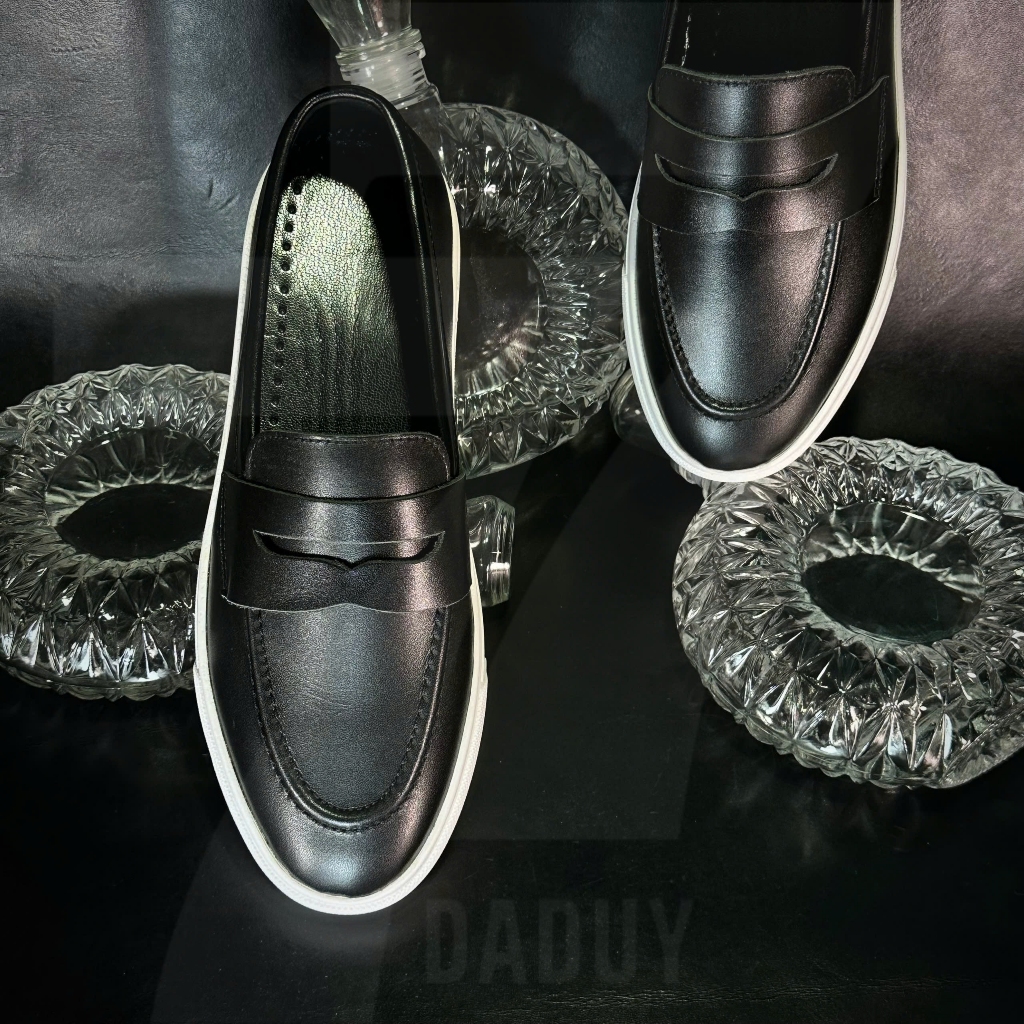 Giày da thuộc BLACK CROCODILE OXHIDE - Slip On da bò thuộc - đế thể thao năng động DG114