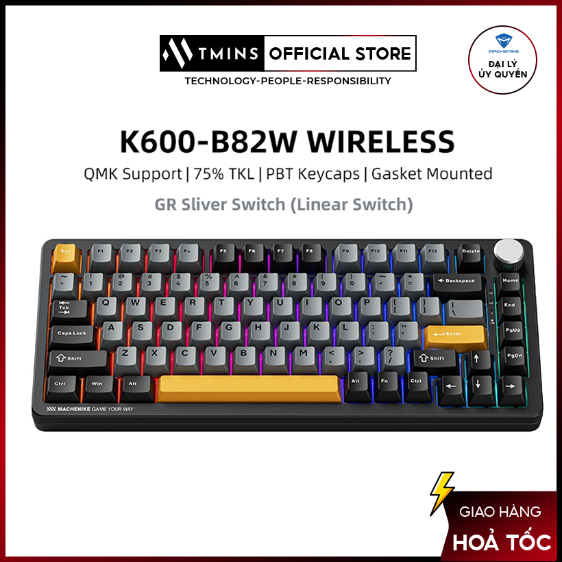 Bàn phím Machenike K600-B82W Tri-mode RGB - Hàng Chính Hãng