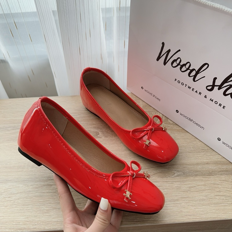 Giày búp bê nơ có khuy A17-5 độn đế cao 4cm QCCC [Wood Shoes]
