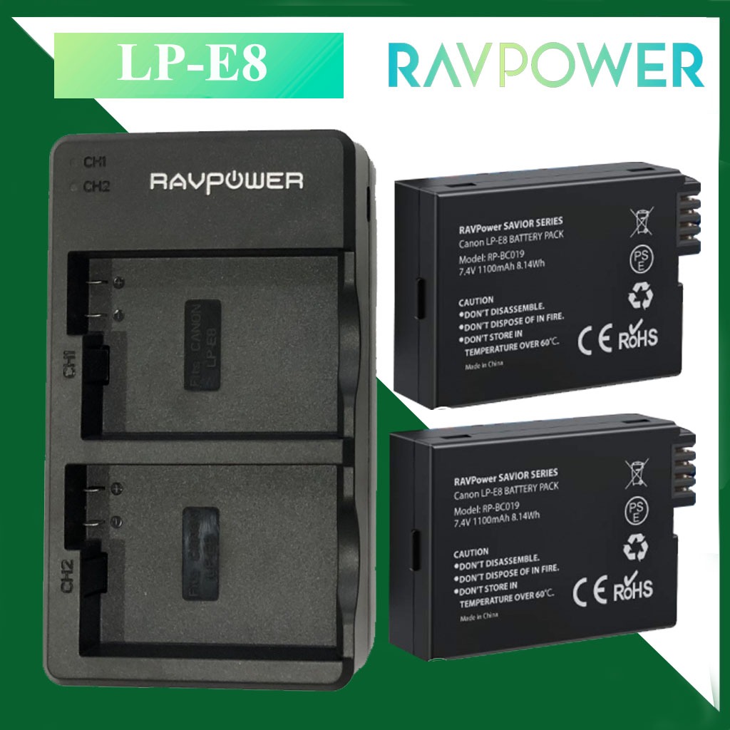 Pin sạc máy ảnh Ravpower cho Canon LP-E8