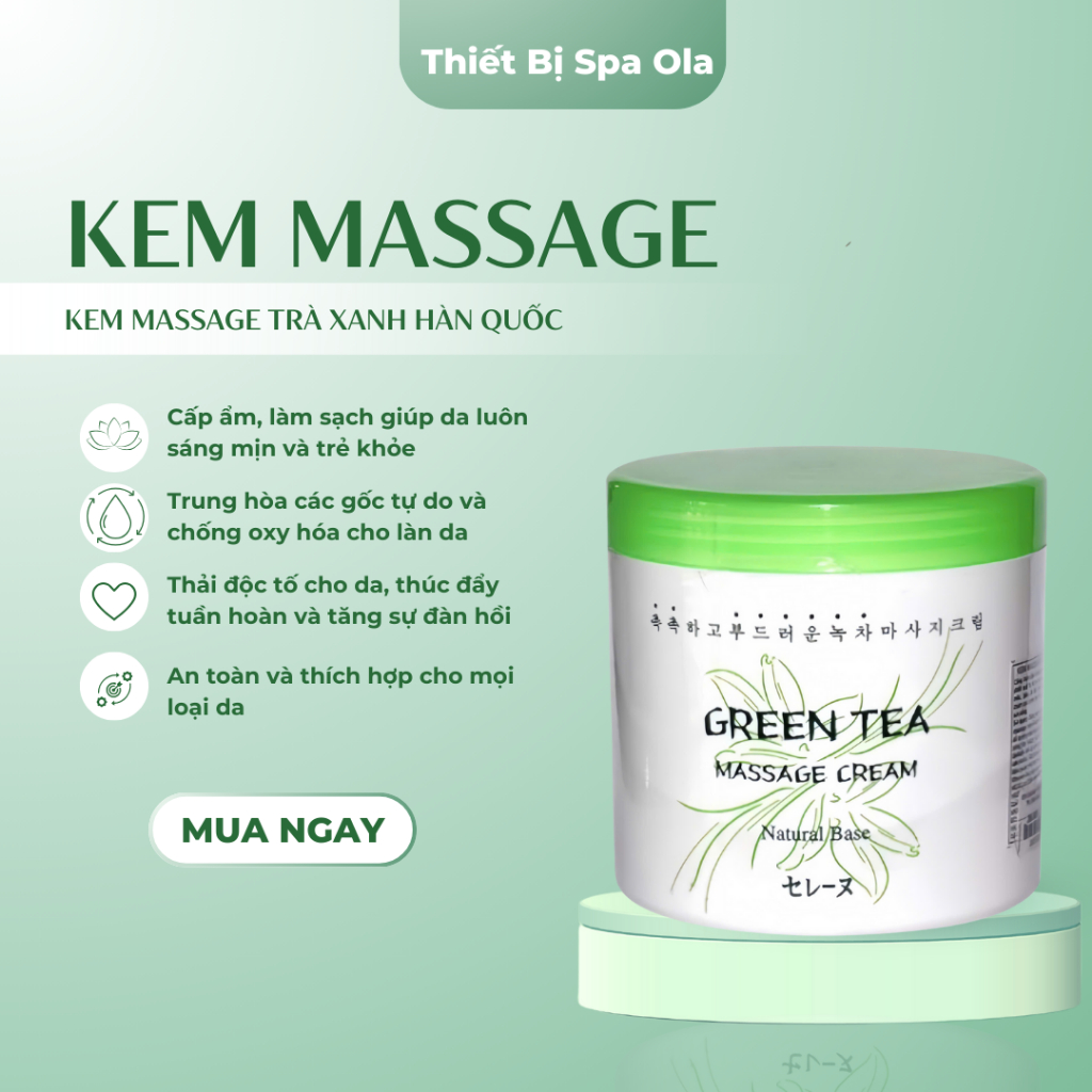 [ Loại 1 ] Kem Massage Trà Xanh Green Tea Hàn Quốc Chống Lão Hóa, Cấp Ẩm, Làm Sạch, Thải Độc Tố Cho 