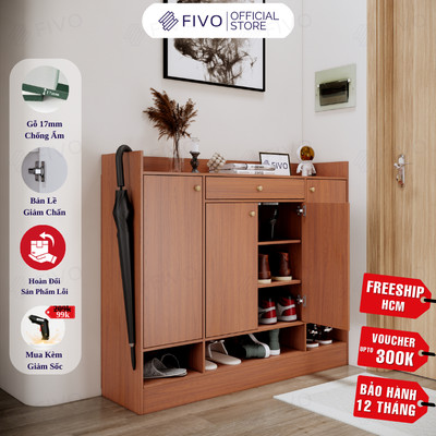 [Freeship HCM] Tủ Kệ Giày Gỗ FIVO FS52 Có Cửa, Gỗ Chống Ẩm Cao Cấp, Ngăn Chứa Trong Tủ Lớn, Kèm Hộc Tủ Ngang Tiện Lợi