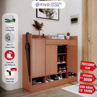   Freeship HCM  Tủ Kệ Giày Gỗ FIVO FS52 Có Cửa Gỗ Chống Ẩm Cao Cấp Ngăn Chứa Trong Tủ Lớn Kèm Hộc Tủ Ngang Tiện Lợi 
