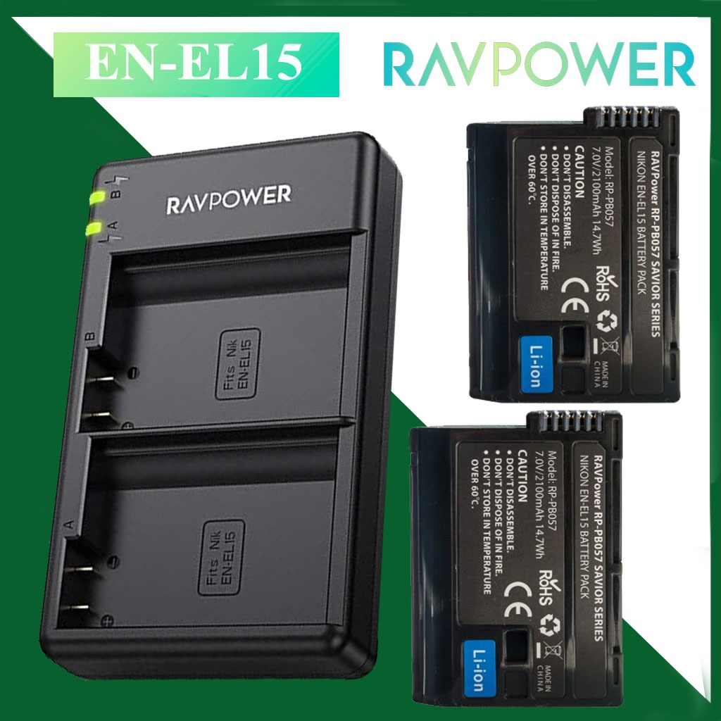 Combo 02 Pin +01 Sạc EN-El15 RAVPower (RP-PB057)