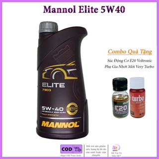 (Có Chiết Lẻ) Nhớt xe số, côn tay và tay ga MANNOL ELITE 5W40 - Tặng 1 E20 Và 1 Phụ Gia Nhớt Mới Turbo