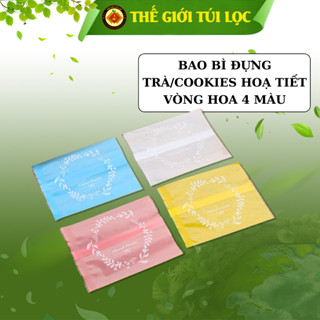  Túi đựng trà bánh quy PHUKIENTUILOC Hoạ tiết Vòng hoa 4 màu Hàn nhiệt - Combo 100 túi 